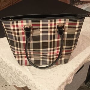 Faux leather satchel/shoulder bag black straps